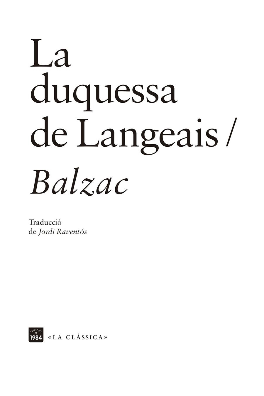 La duquessa de Langeais | 9788418858161 | Balzac, Honoré de