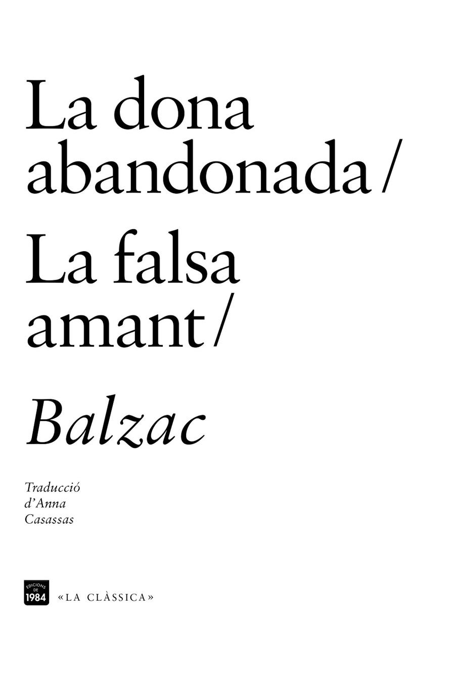 La dona abandonada / La falsa amant | 9788415835622 | Balzac, Honoré de