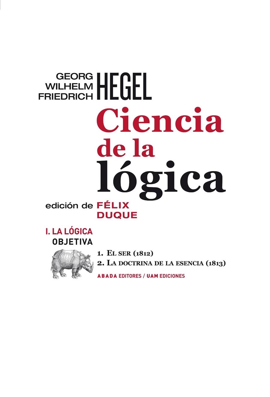 Ciencia de la lógica I. La lógica objetiva | 9788415289012 | Hegel, Georg Wilhelm Friedrich